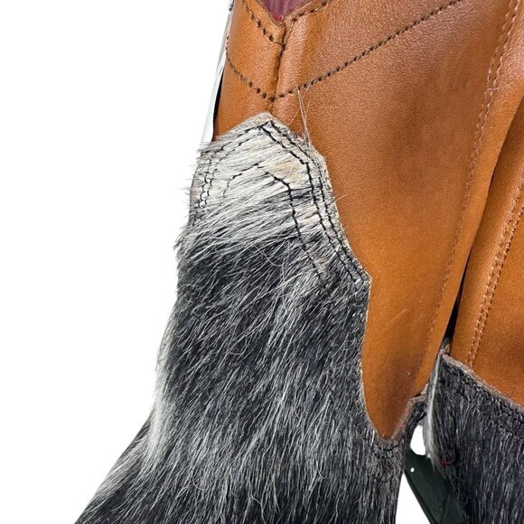 Alcala's Johnny Women Black Silver Cow Hair-On-Hide Leather Cowboy Boots Size 6 - Picture 10 of 14